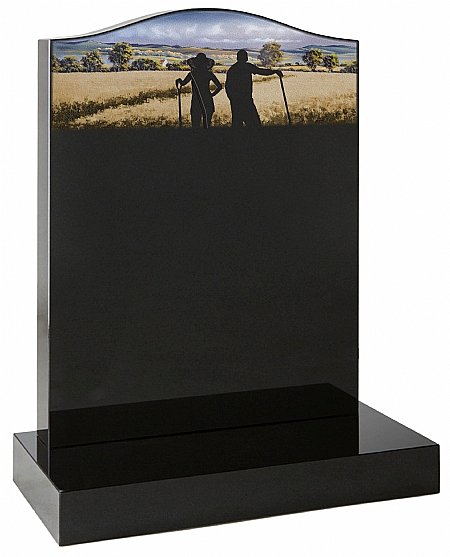 Ogee Headstone with hand painted design- Churchill Memorials