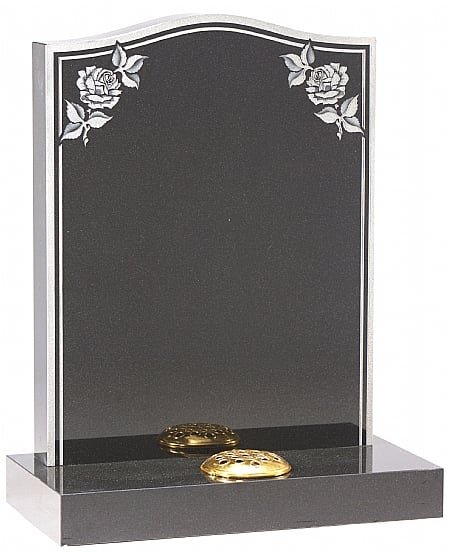 Black Ogee with Shaded Corner Roses, pinline and border