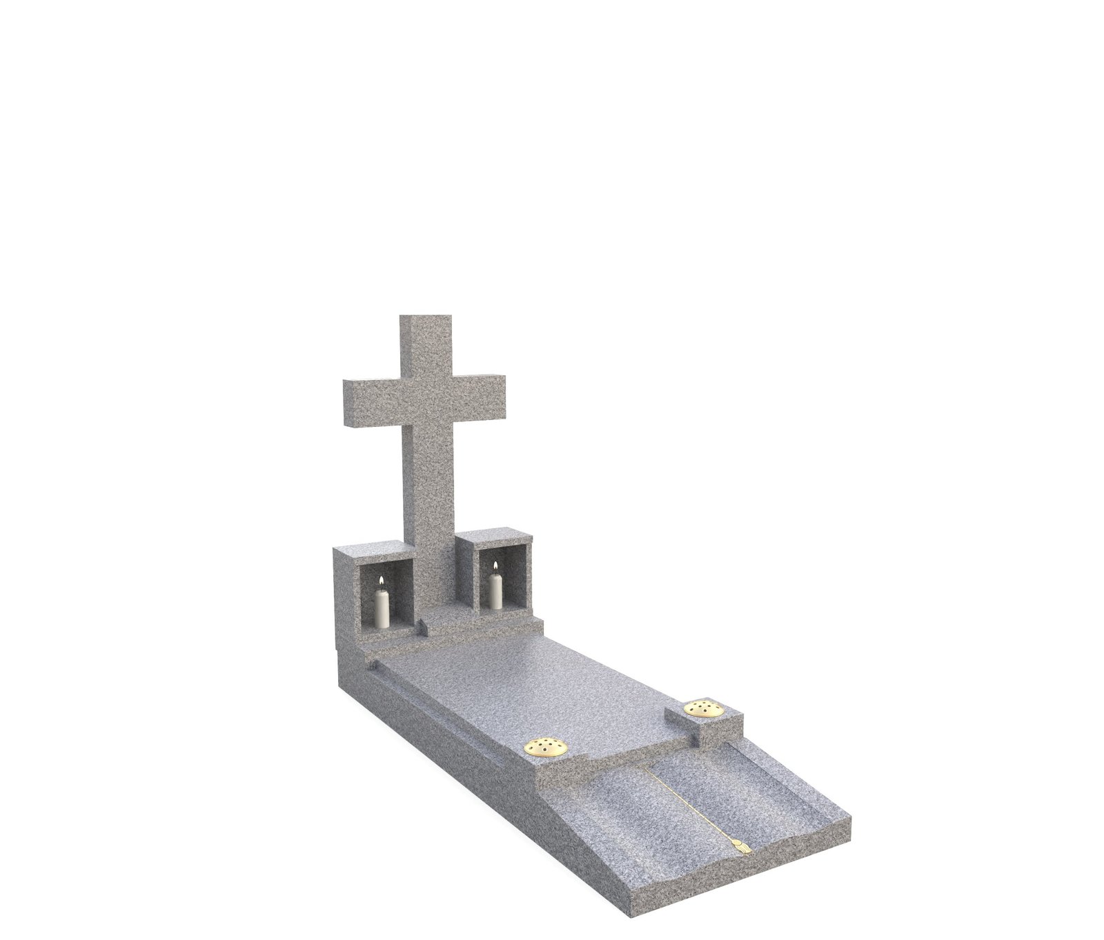 ELEGANT CROSS STYLE MEMORIAL WITH A DOUBLE CANDLEBOX FINISHED WITH A CARVED BOOK FOR LETTERING