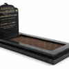 sacred-peace-islamic-kerb-memorial-black-granite.jpg Sacred Peace Islamic kerb memorial in polished black granite with Arabic calligraphy headstone