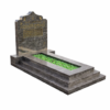 Sacred Rest Islamic kerb set memorial in dark grey granite with engraved Arabic calligraphy